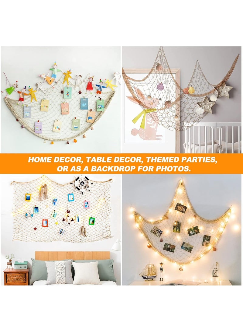 Decorative Fishing Net with Sea Shells, 1M*2M Nautical Fish Net Decoration Mediterranean Style Hanging Photo Netting Wall Hanging Decor for Party Home - Image 5